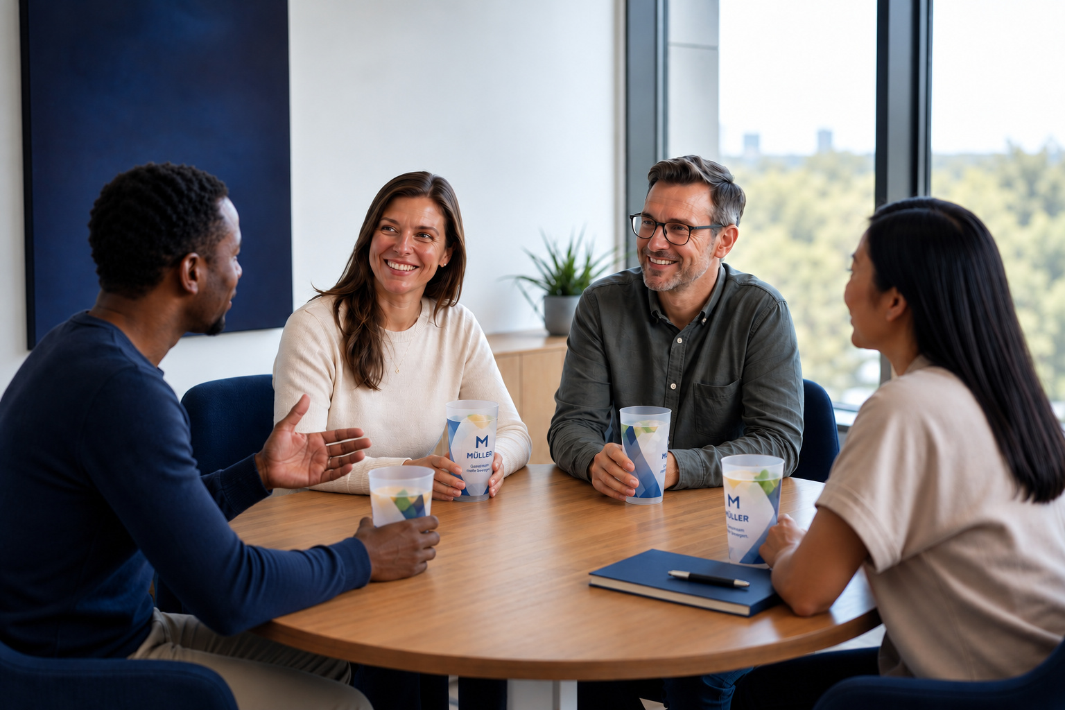 Gesprächsrunde im Team beim Mitarbeiter-Onboarding