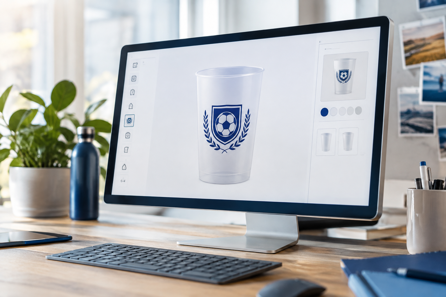 Vereinslogo im 3D-Konfigurator auf dem Becher.