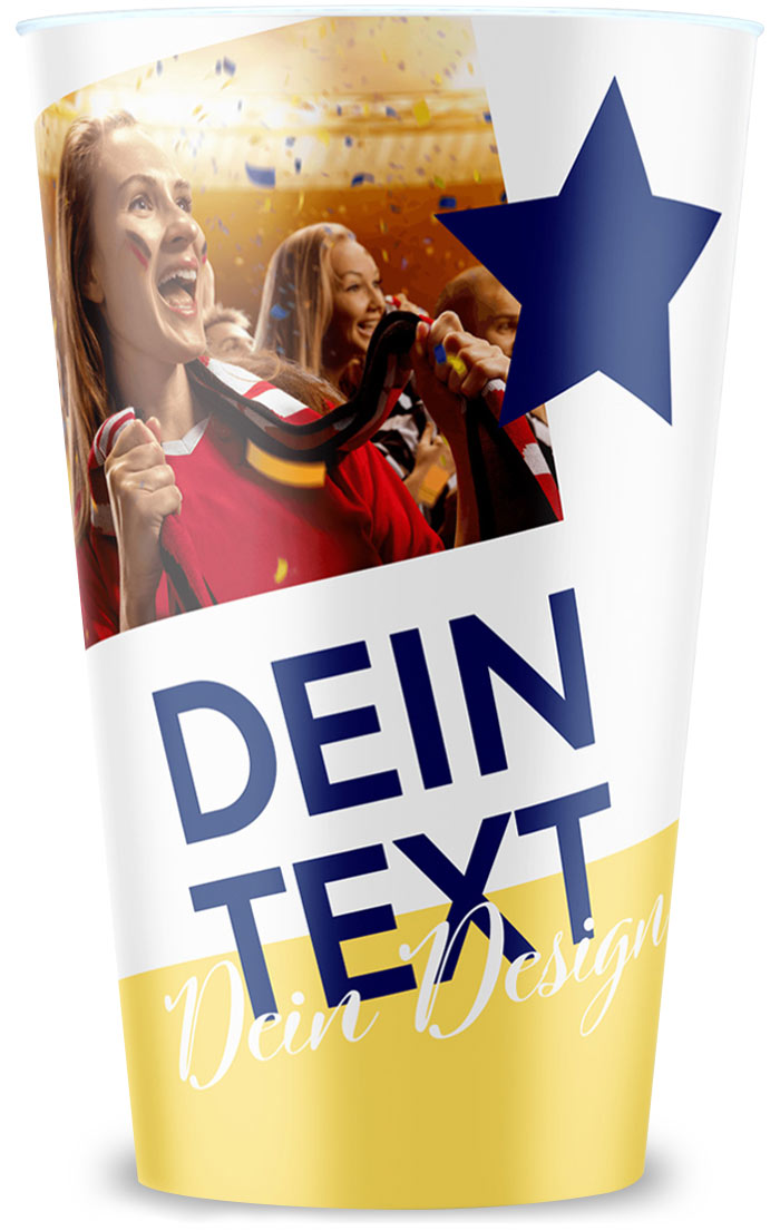 Individuell gestalteter Stadionbecher mit Fotomotiv